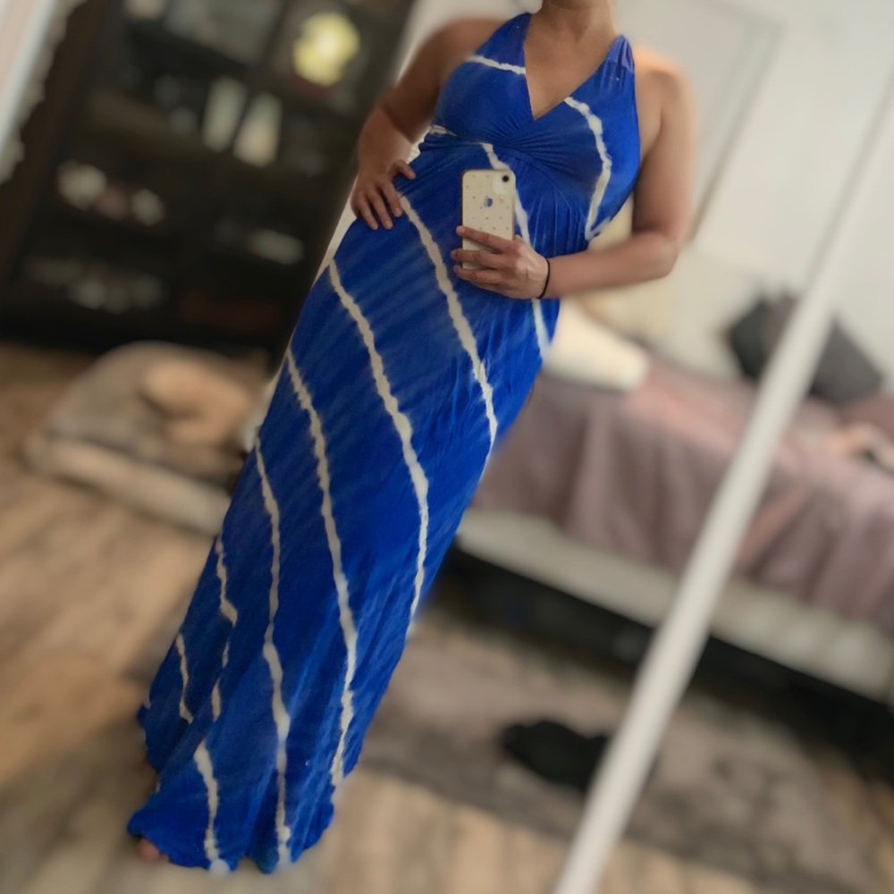 Blue and white tie dye halter sundress